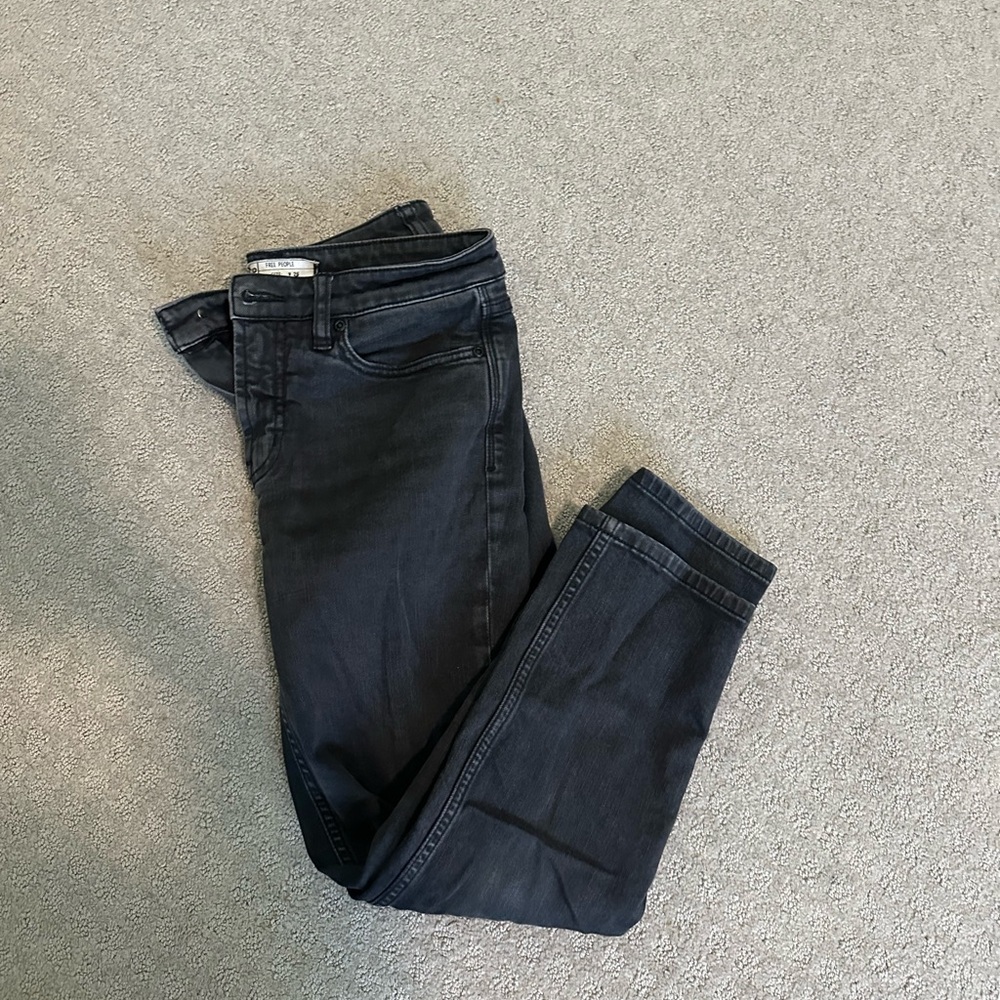 Free People Black Washed Jeans